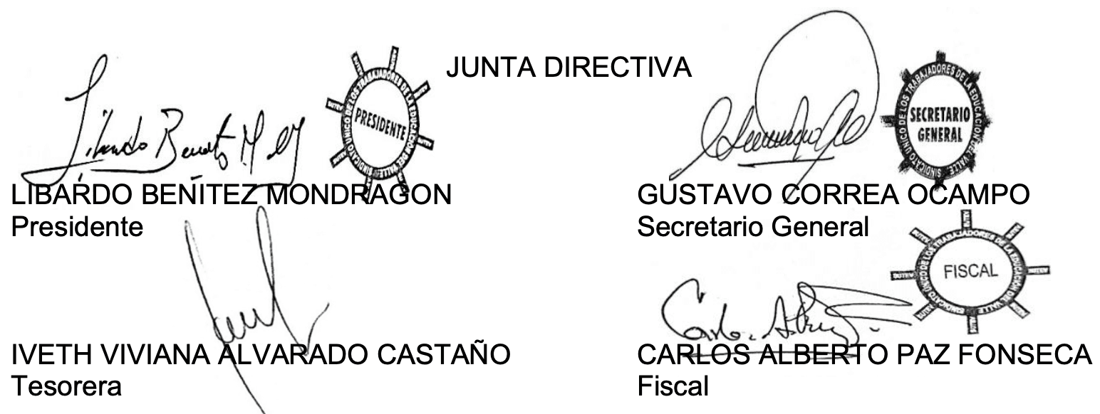 firmas junta directiva